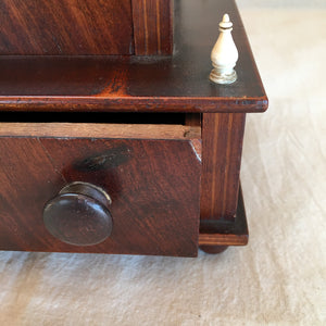 Antique Burled Mahagony 3 Tier Sewing Box with Slide-Out Tilting Mirror