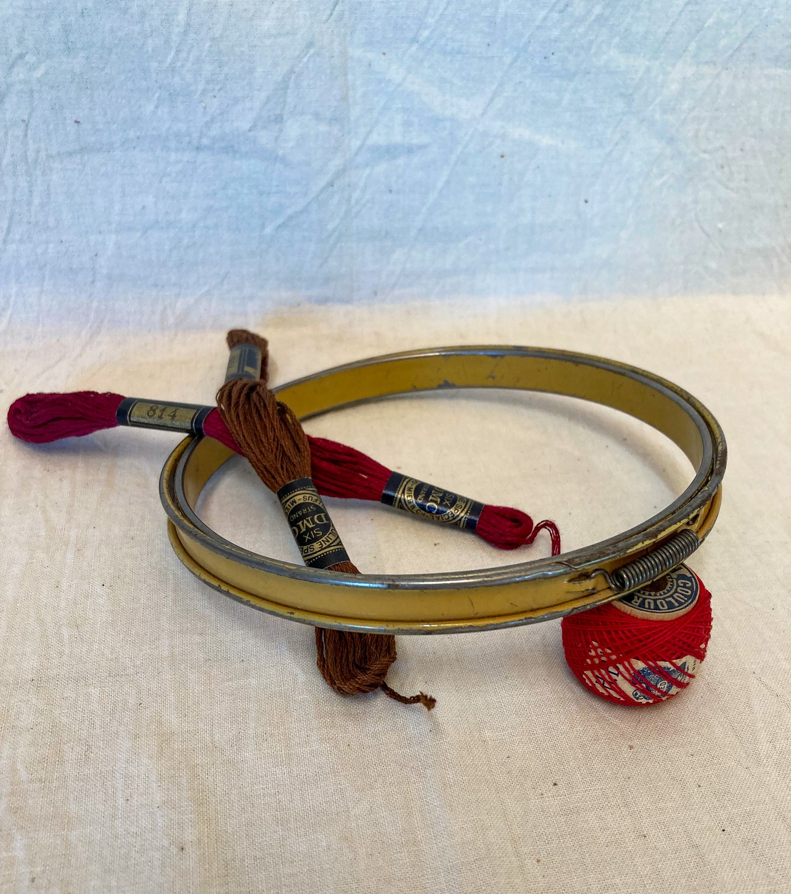 Vintage Enameled Metal Embroidery Hoop