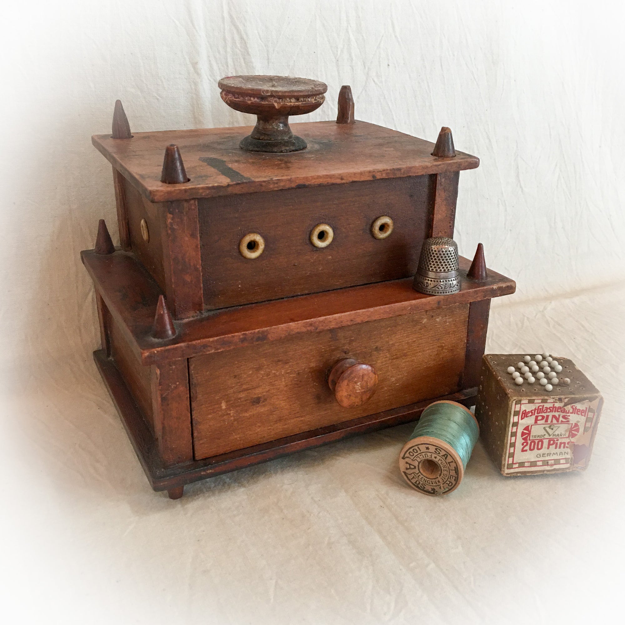 Small Victorian Era 2-Tier Sewing Box