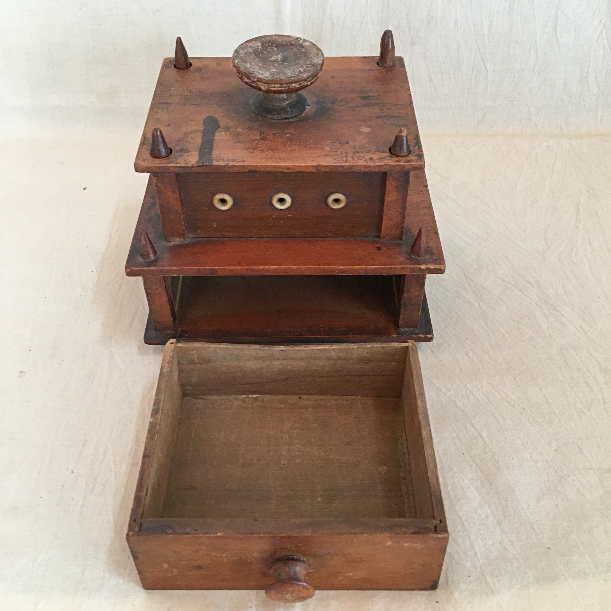 Small Victorian Era 2-Tier Sewing Box