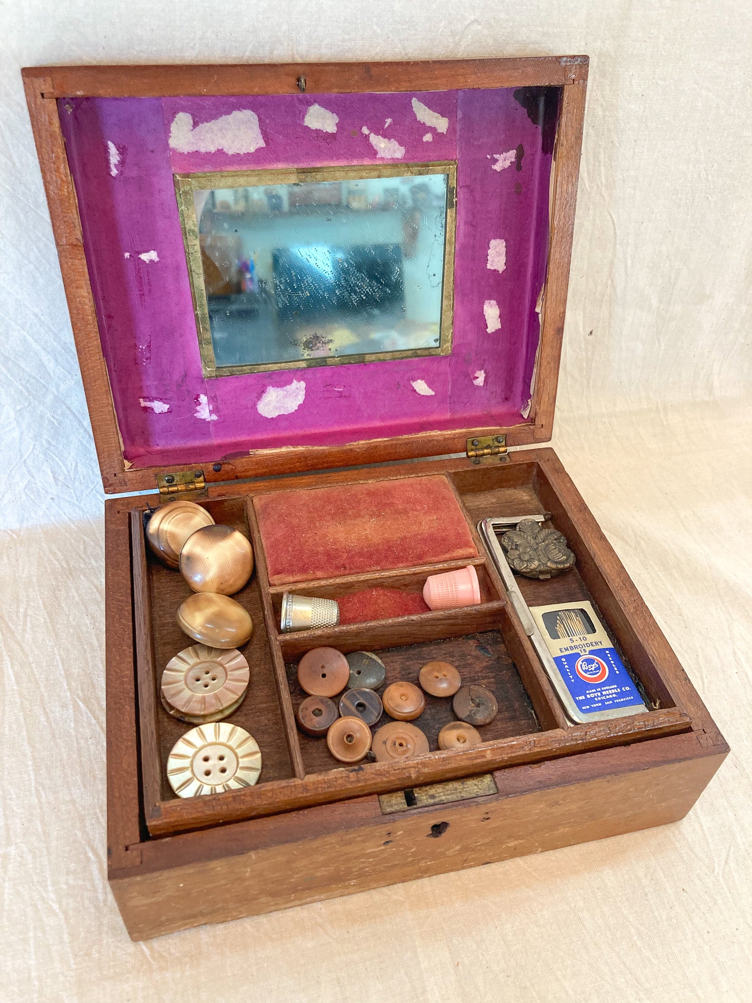 1910’s – 1920’s Sewing Box with Contents from Several Eras