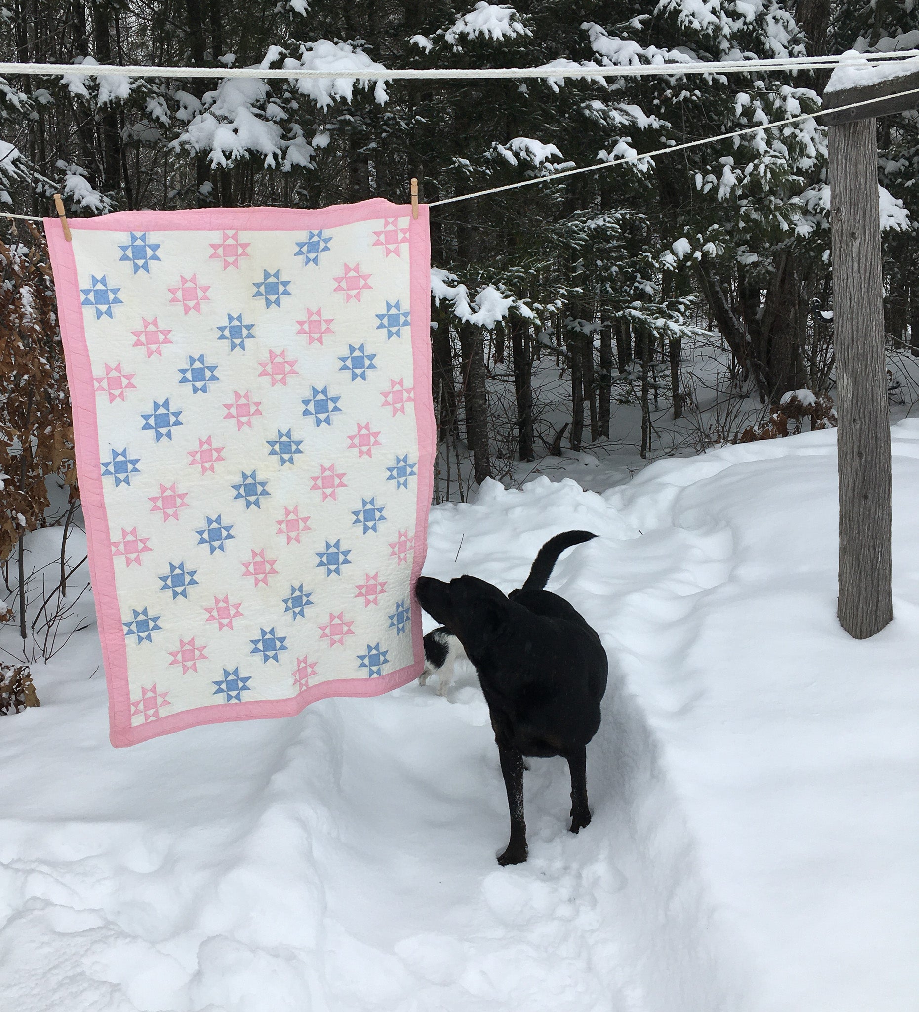 Antique Hand-Stitched Maine Baby Quilt