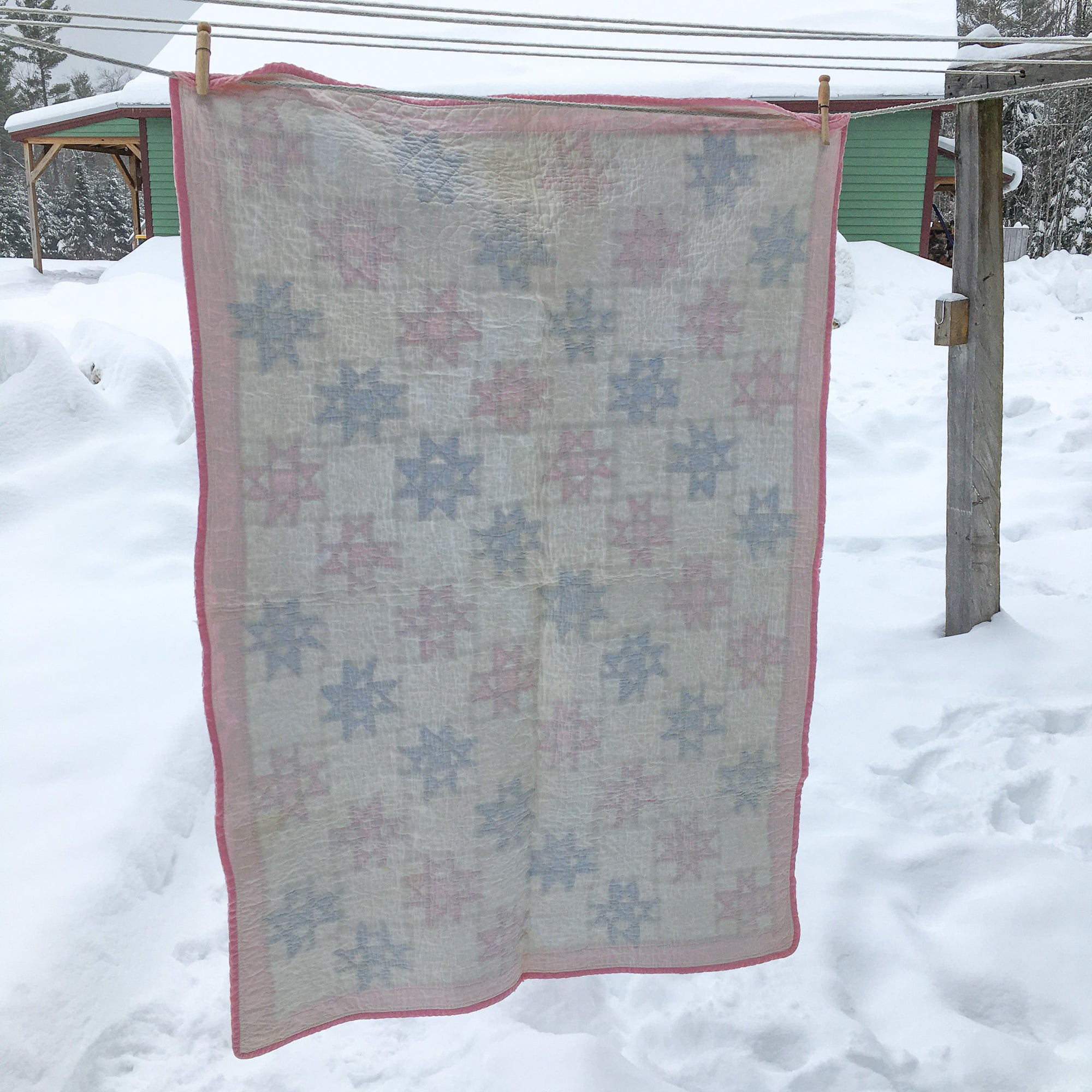 Antique Hand-Stitched Maine Baby Quilt