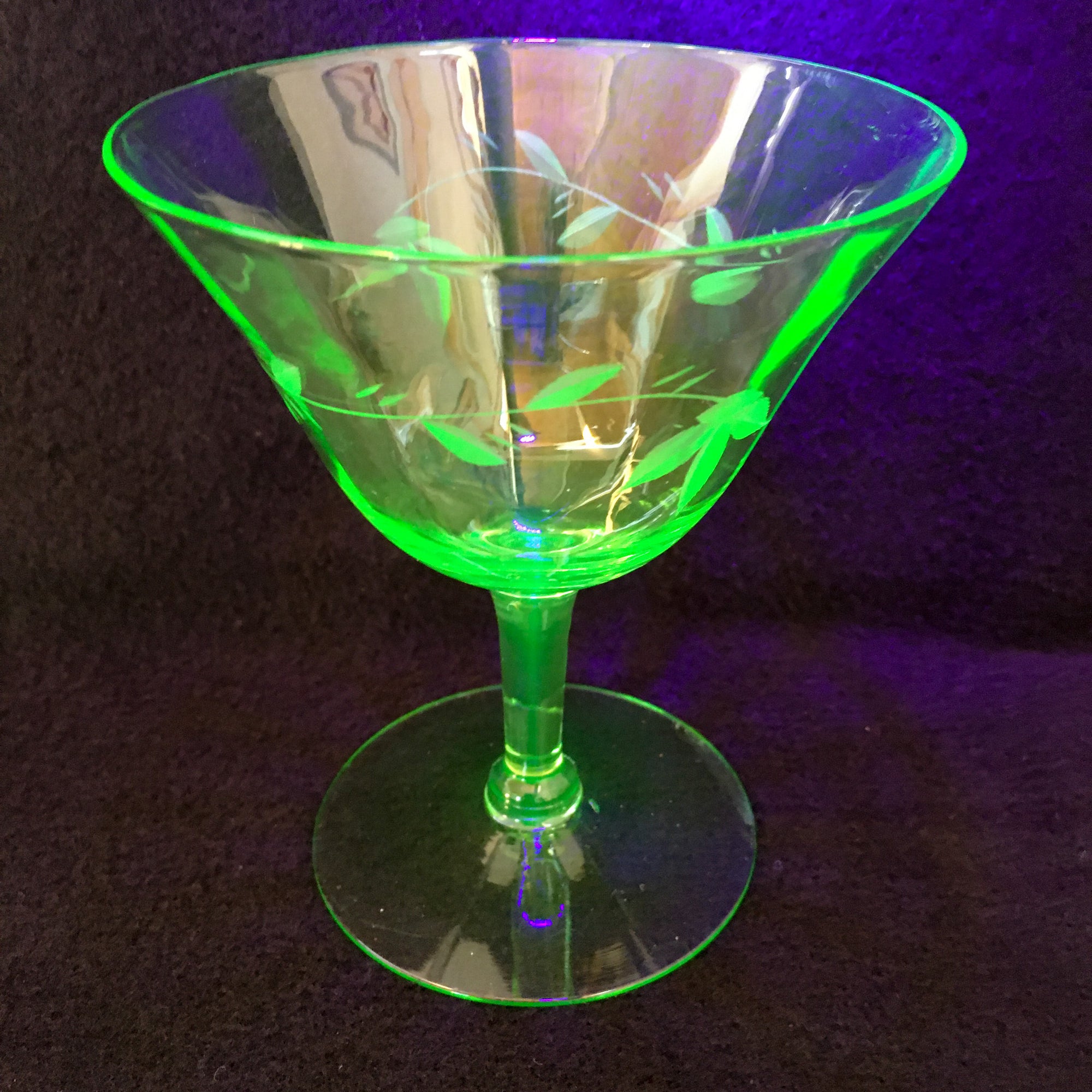 1920's - 1930's Vintage Uranium Glass Cocktail Goblets – Set of 3