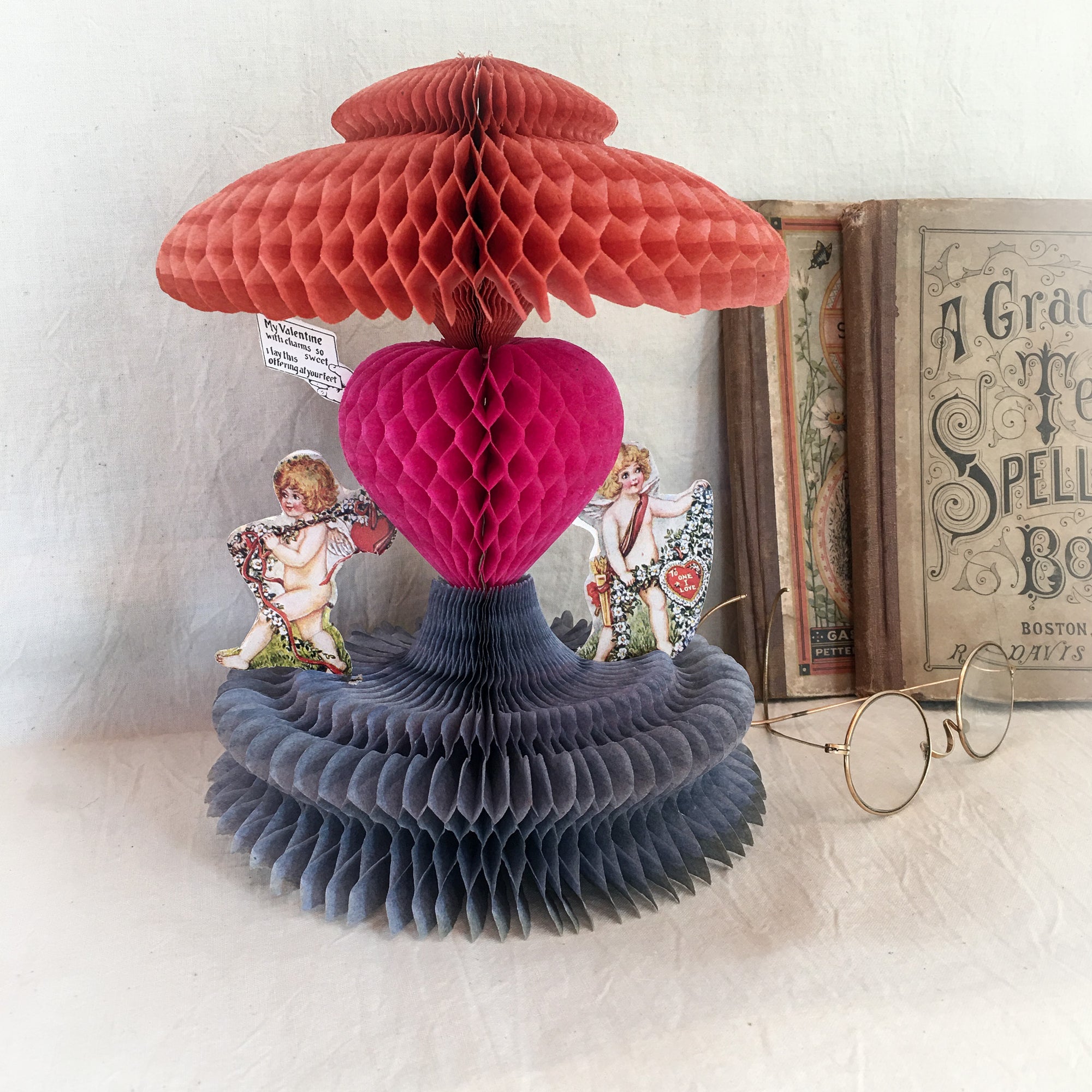 Vintage Fold Out Honeycomb Valentine Decoration