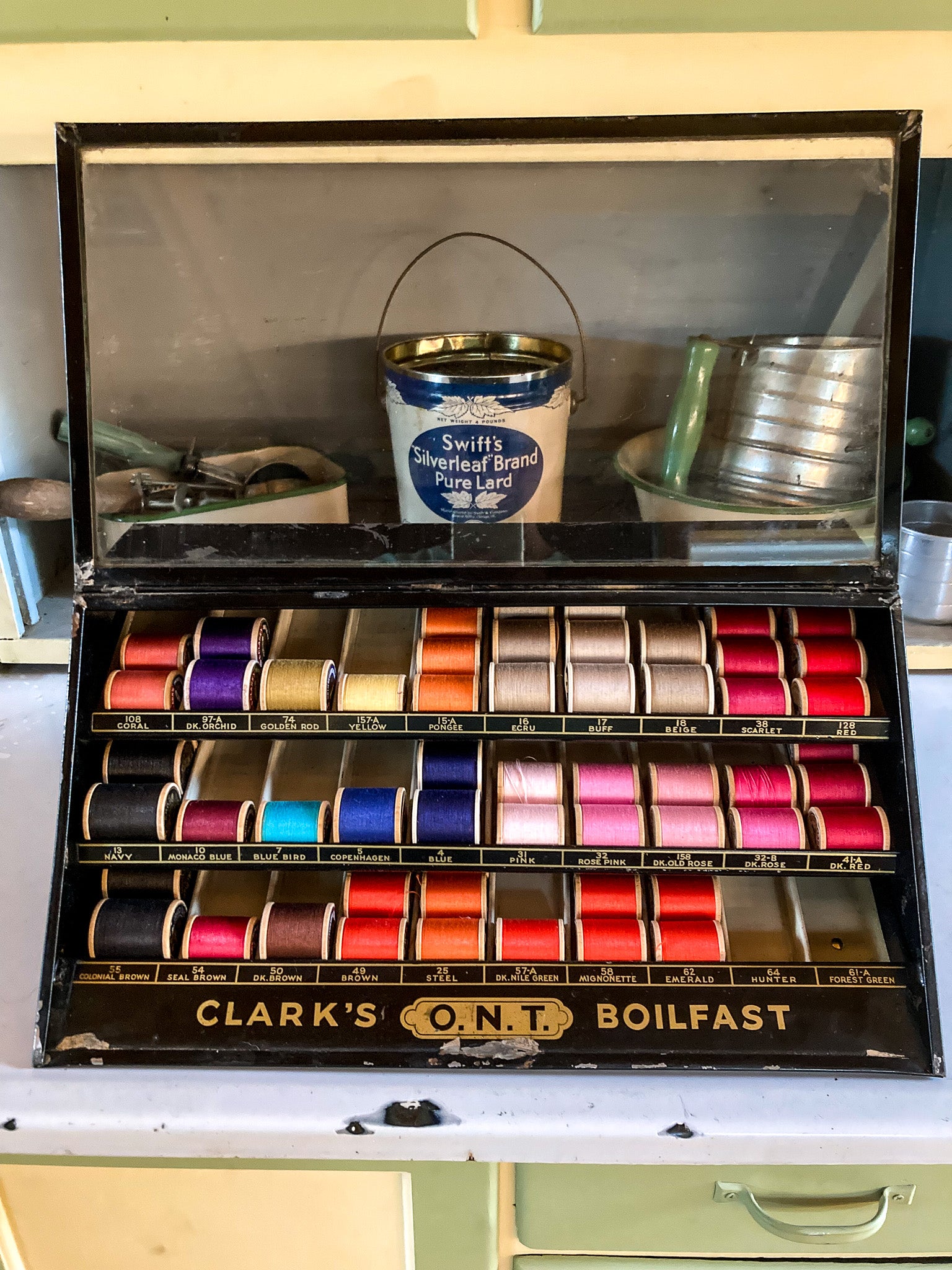 1930’s – 1940’s Clark’s ONT Boilfast Thread Display Cabinet, Store Display