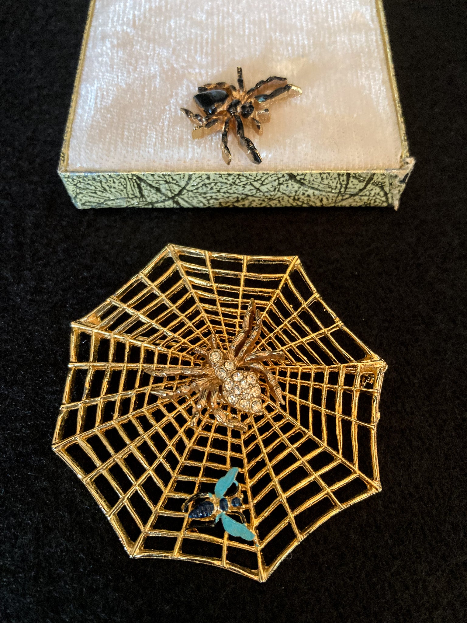 1960’s Beau Jewels Spider Web Convertible Brooch in Original Box