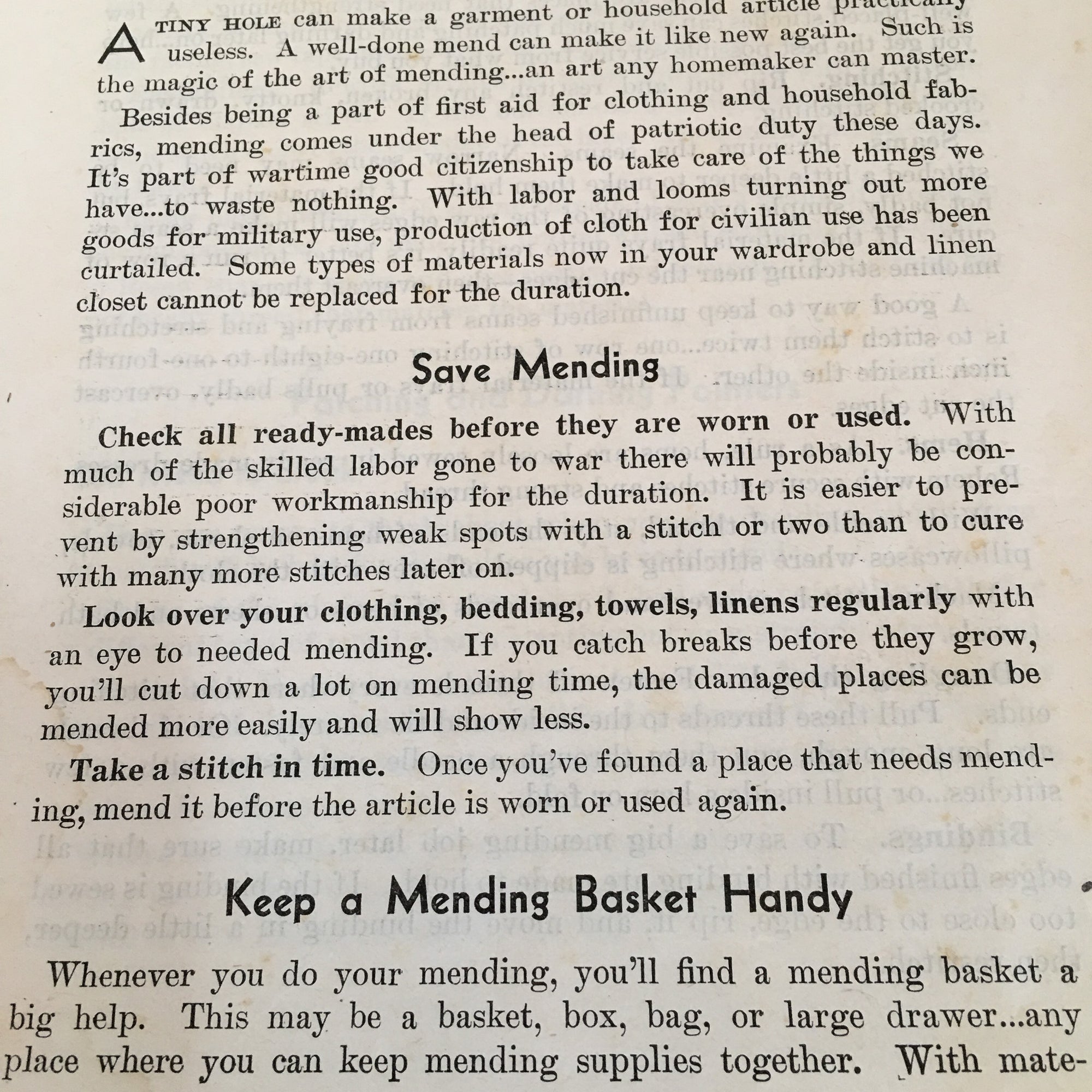 WWII Era Cooking and Mending Pamphlets