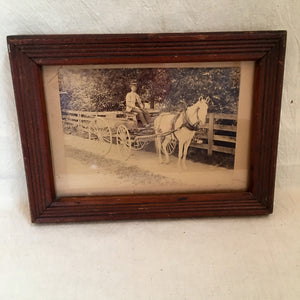 Antique Framed Photograph of Horse-Drawn Wagon (Late 19th/Early 20th Century)