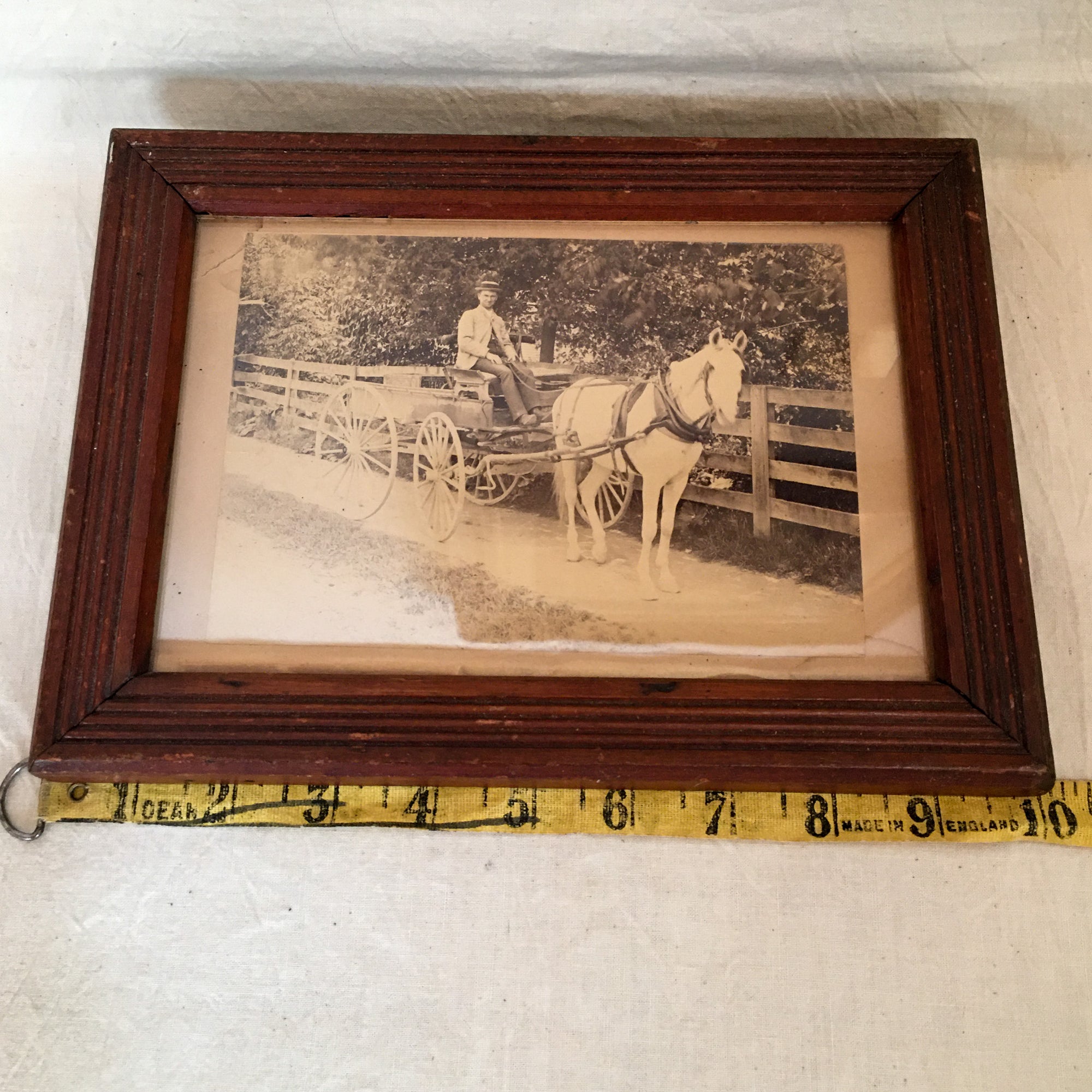 Antique Framed Photograph of Horse-Drawn Wagon (Late 19th/Early 20th Century)