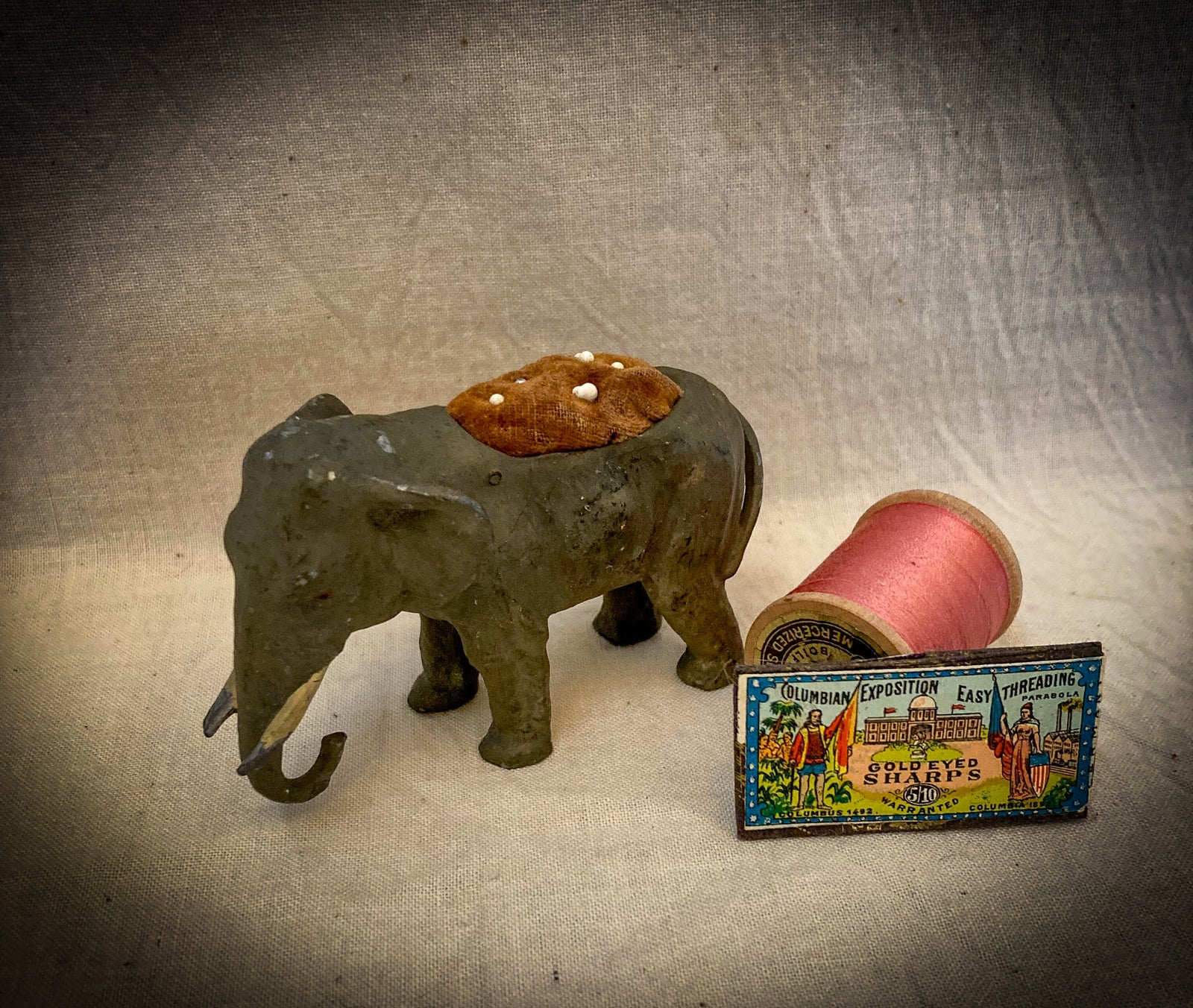 1880’s Cast Lead Elephant Pin Cushion, Made in Germany
