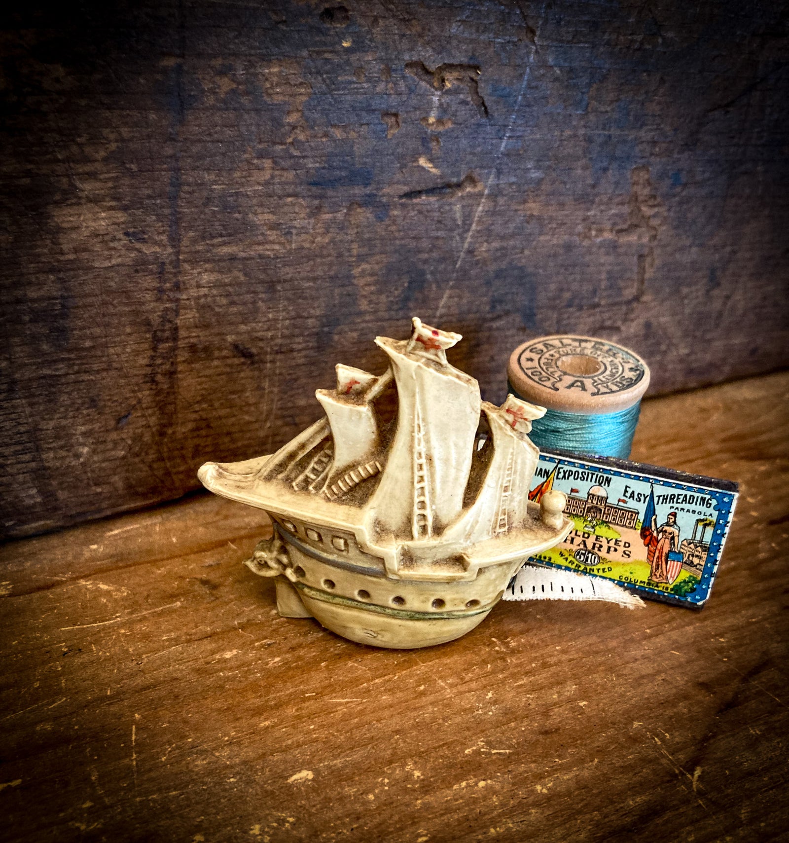 Vintage Celluloid Tape Measure Sailing Ship