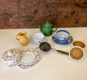 Clearing the Shelves!  Vintage Tea Cups, Creamers, Tea Strainer, Cheese Dish, and Coasters