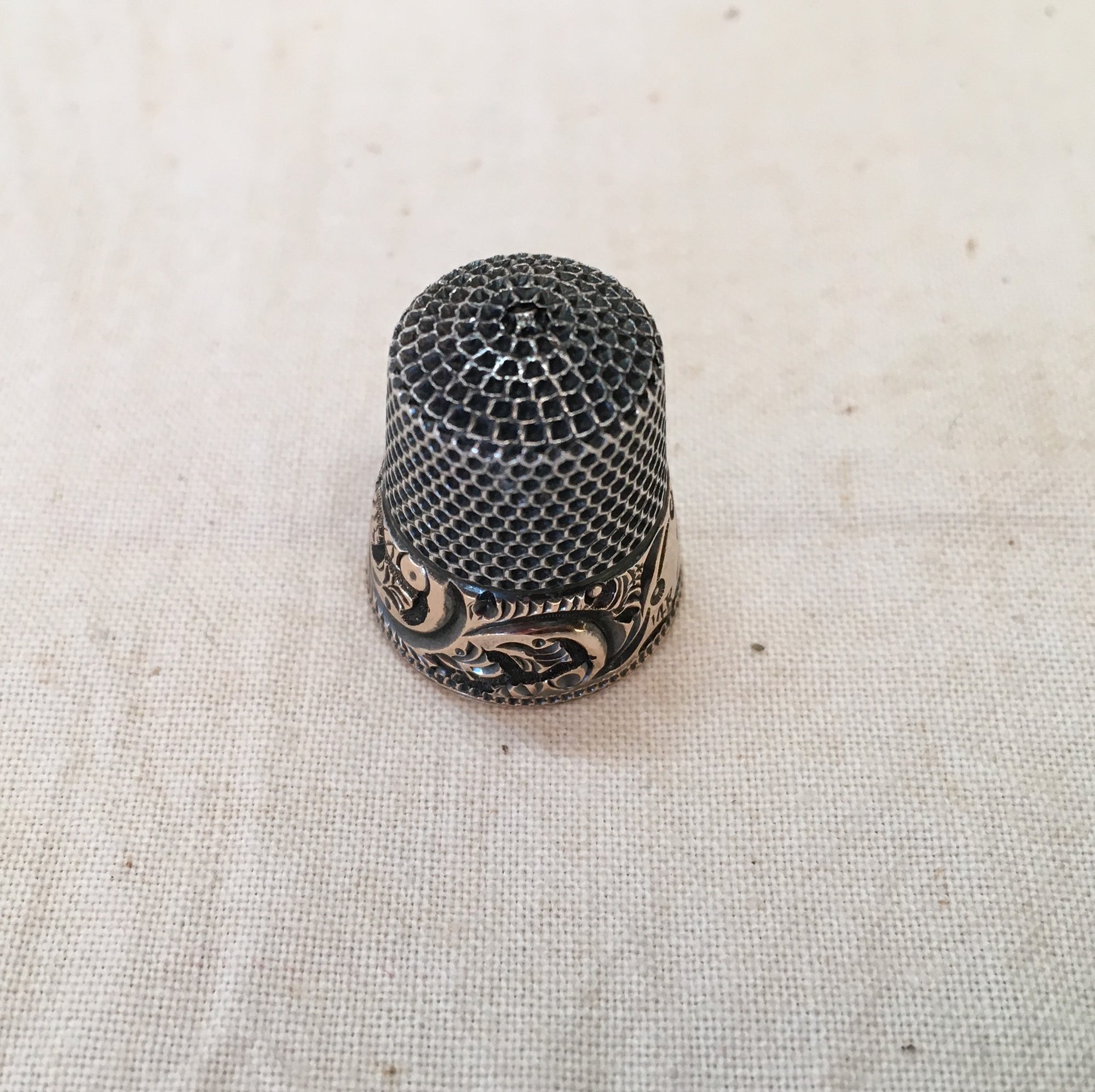 Late 1800s - early 1900s Ketchum & McDougall Thimble, Sterling Silver and 14k Gold