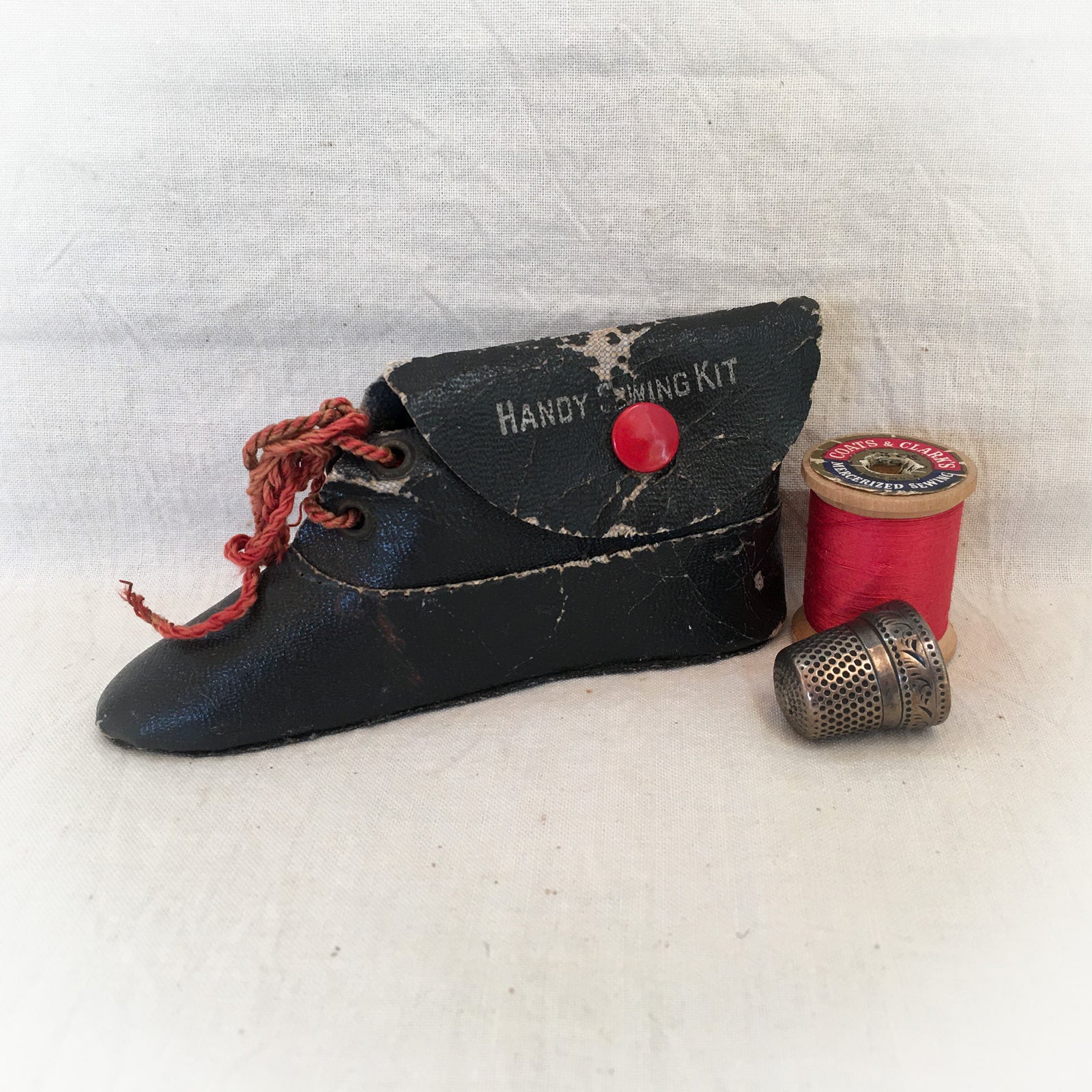 Early 1900's Handy Sewing Kit, Boot Shaped Case