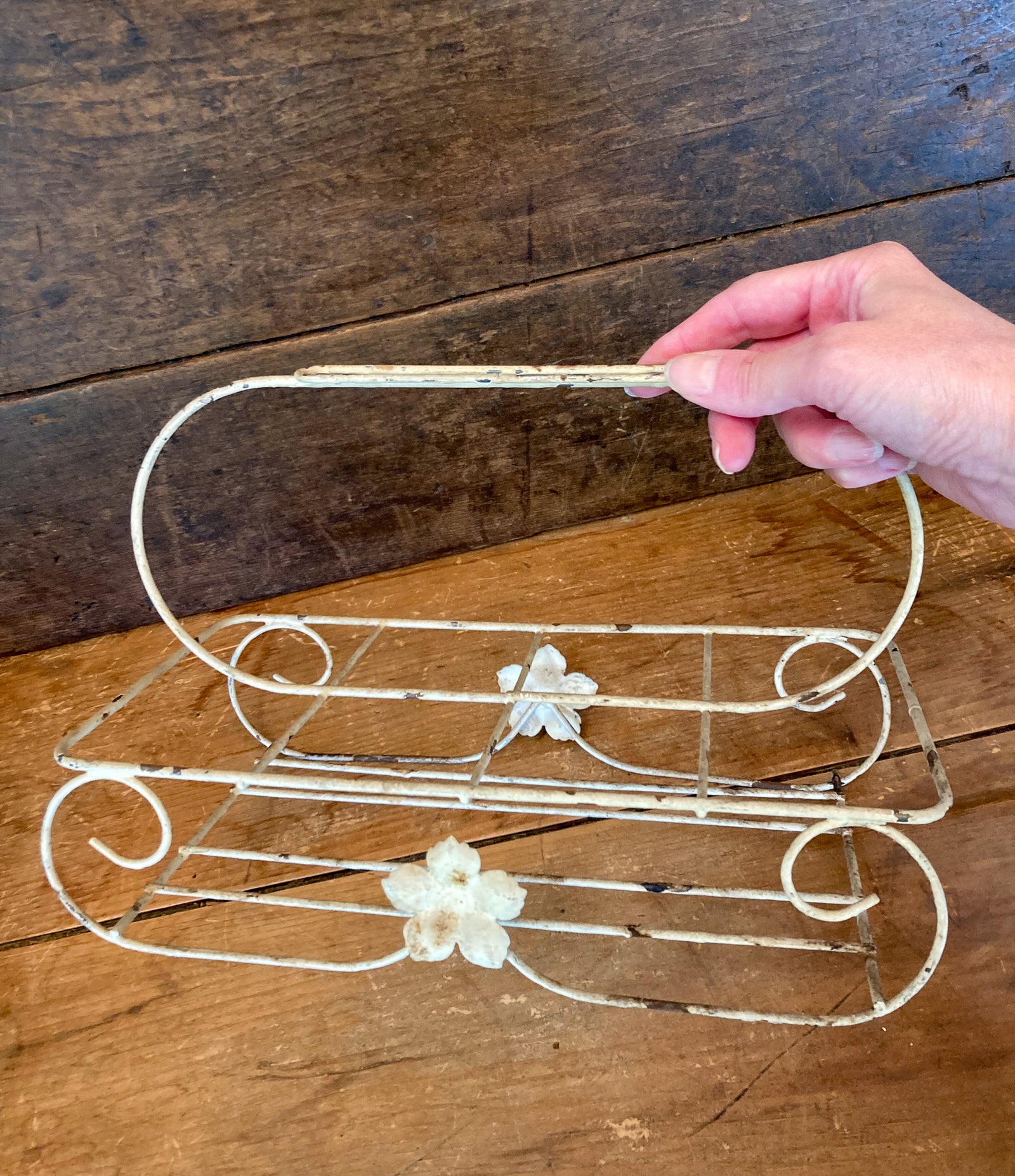Vintage Wire Kitchen Basket with Handle