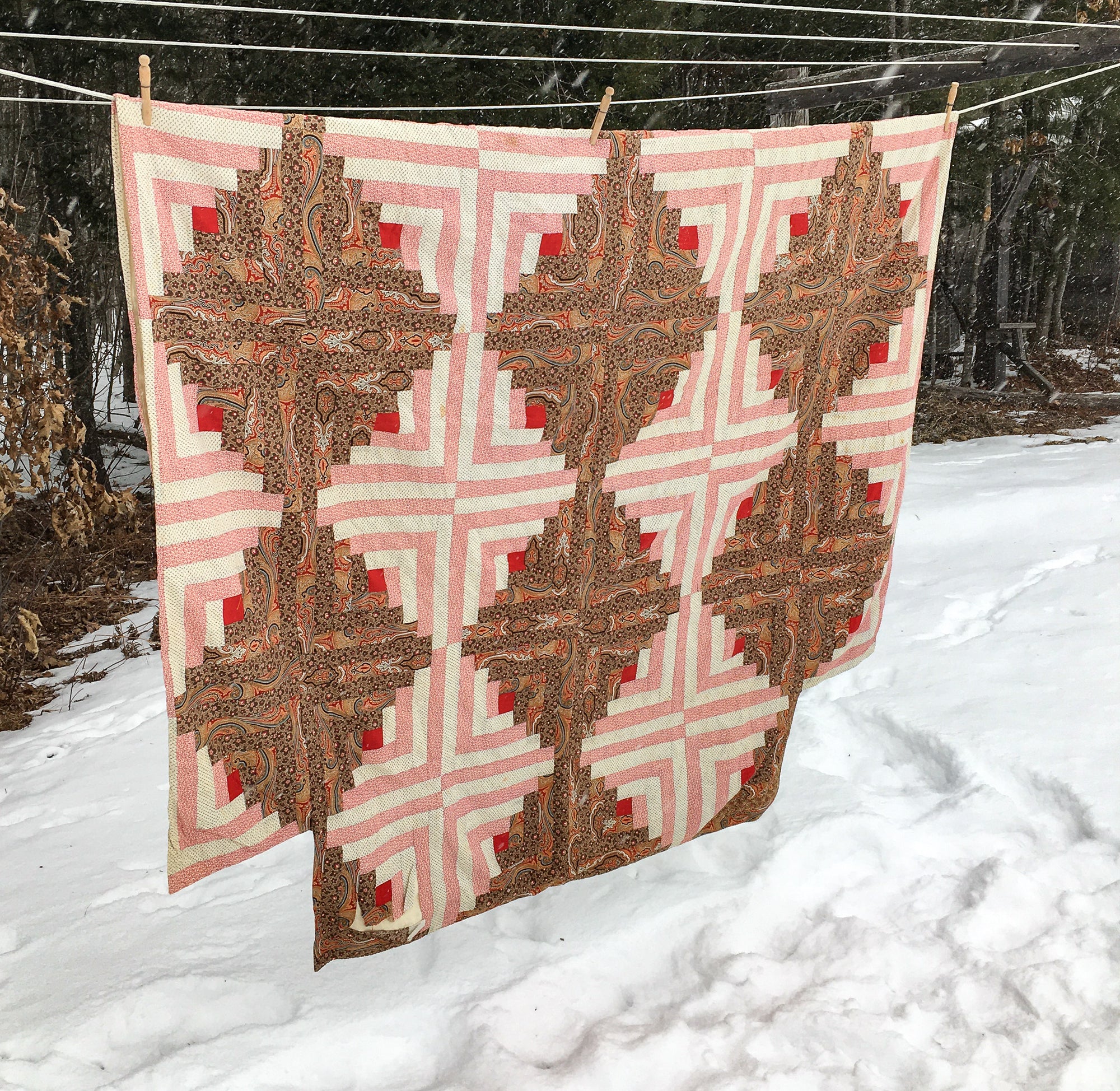 Antique Four-Poster Quilt – Hand-Stitched with Original Backing and Batting