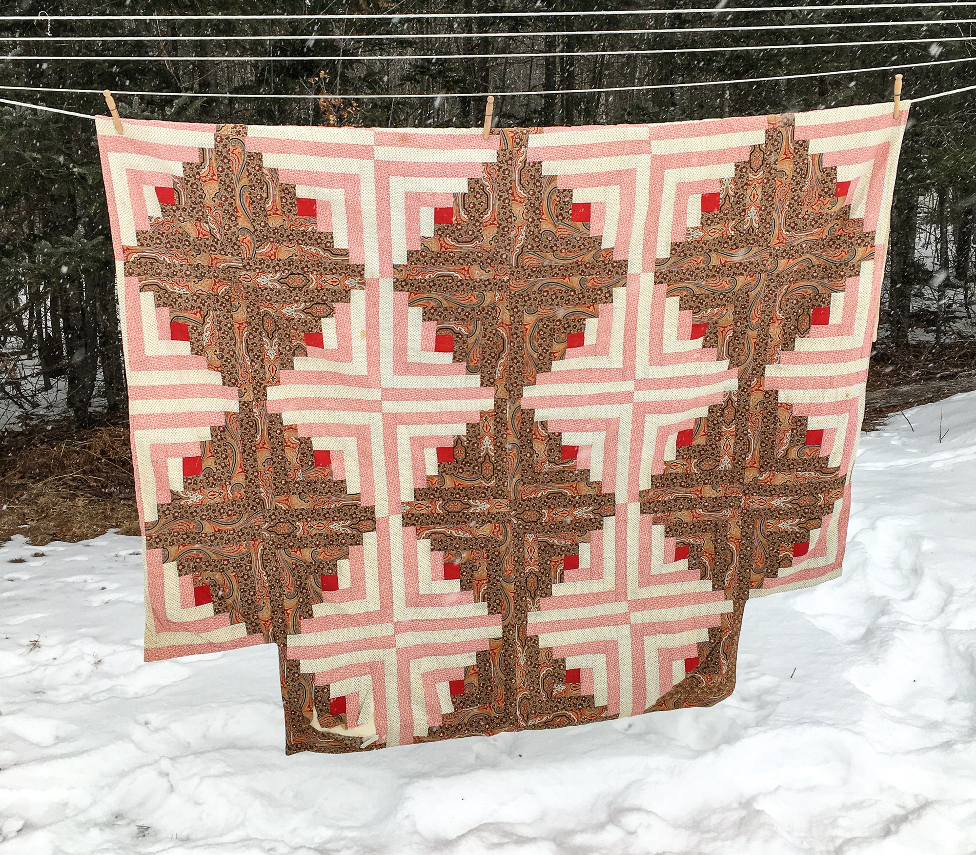Antique Four-Poster Quilt – Hand-Stitched with Original Backing and Batting