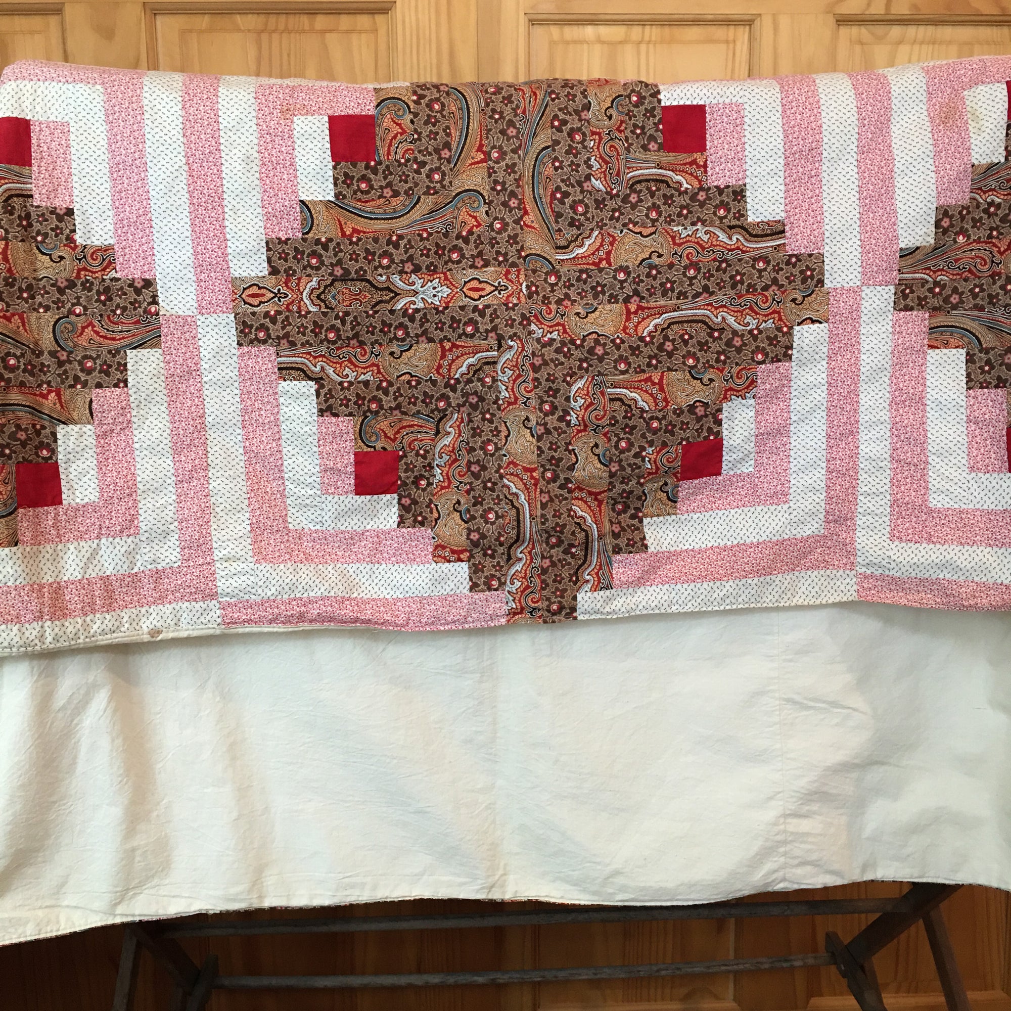 Antique Four-Poster Quilt – Hand-Stitched with Original Backing and Batting