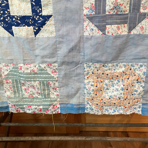 1930s-1940s Churn Dash Quilt Top – Vintage Cotton with Timeworn Character