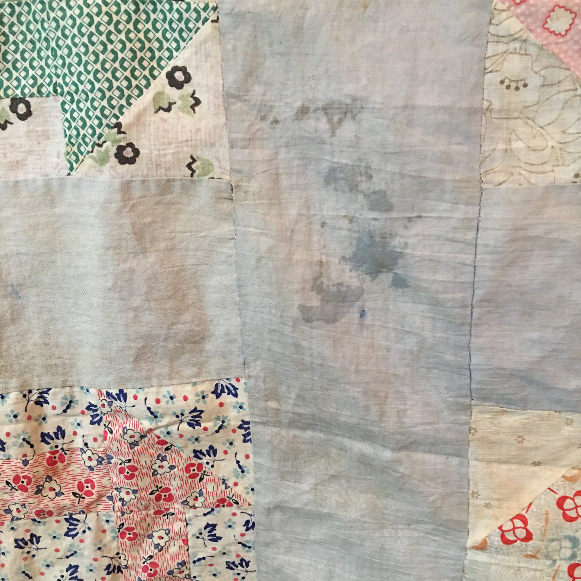 1930s-1940s Churn Dash Quilt Top – Vintage Cotton with Timeworn Character