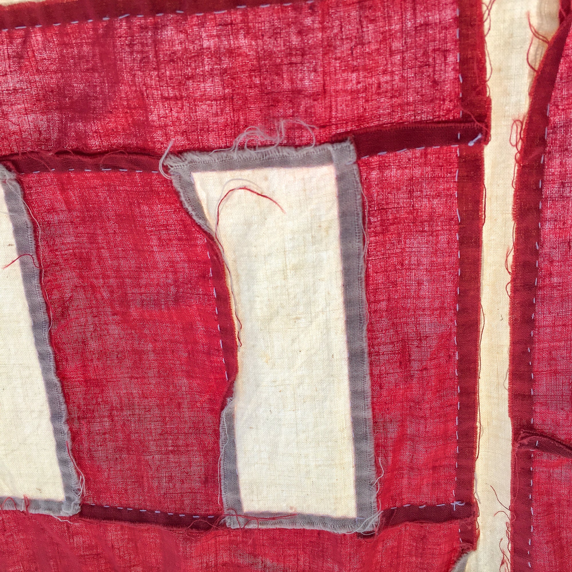 Hand-Stitched Schoolhouse Quilt Top – Cotton, c. 1900-1930