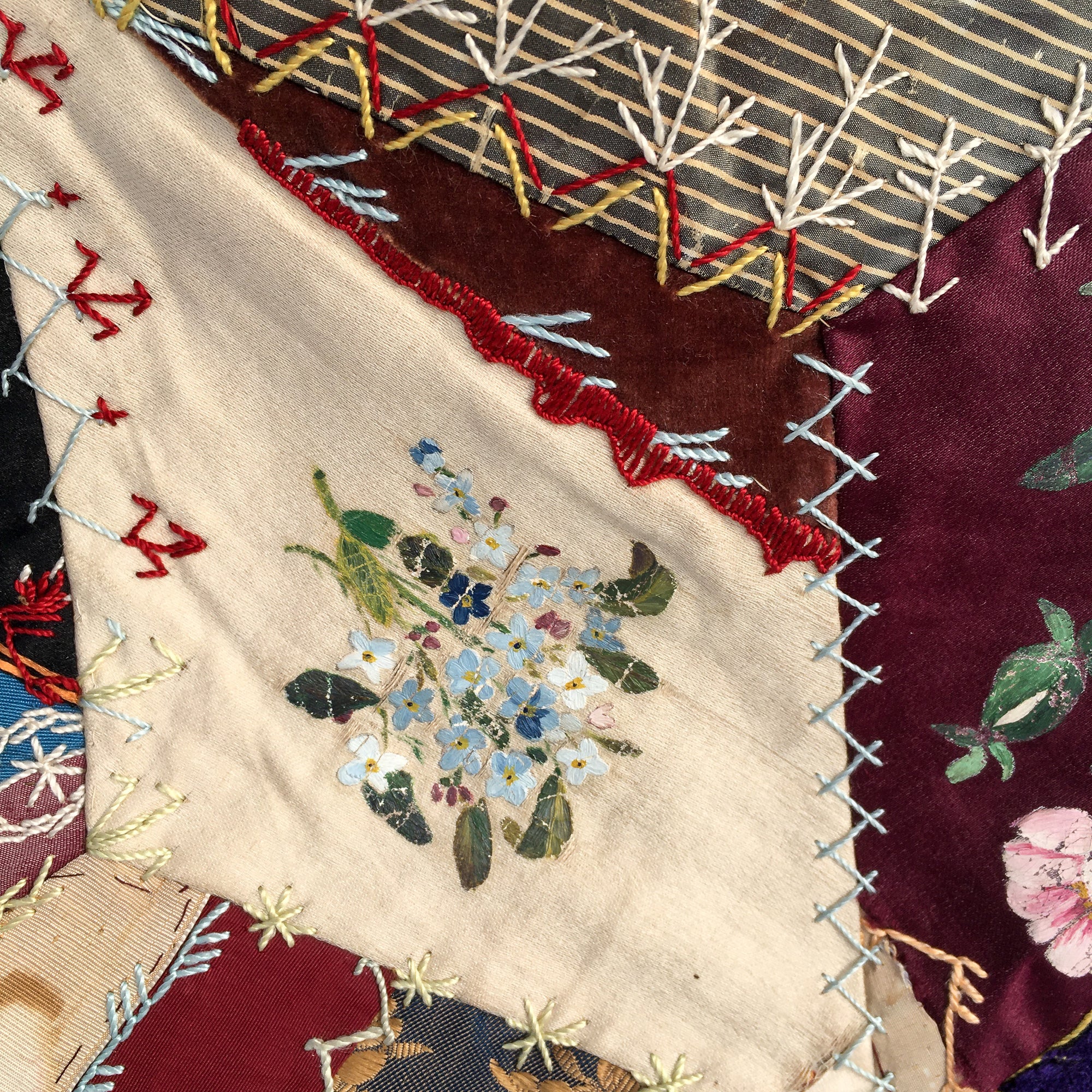 Antique Crazy Quilt – Hand-Stitched, Late 19th Century