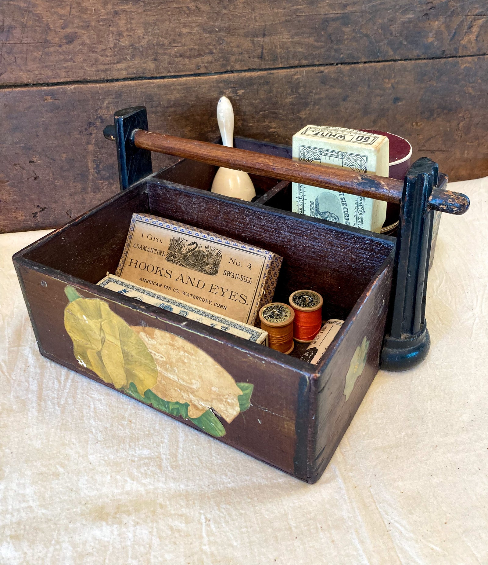 Vintage Sewing Caddy with Contents