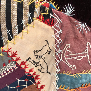 Antique Crazy Quilt – Hand-Stitched, Late 19th Century