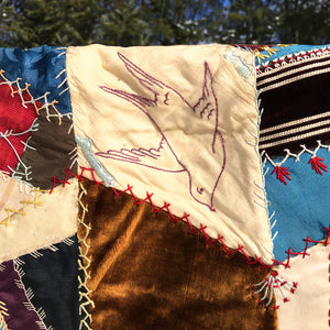 Antique Crazy Quilt – Hand-Stitched, Late 19th Century