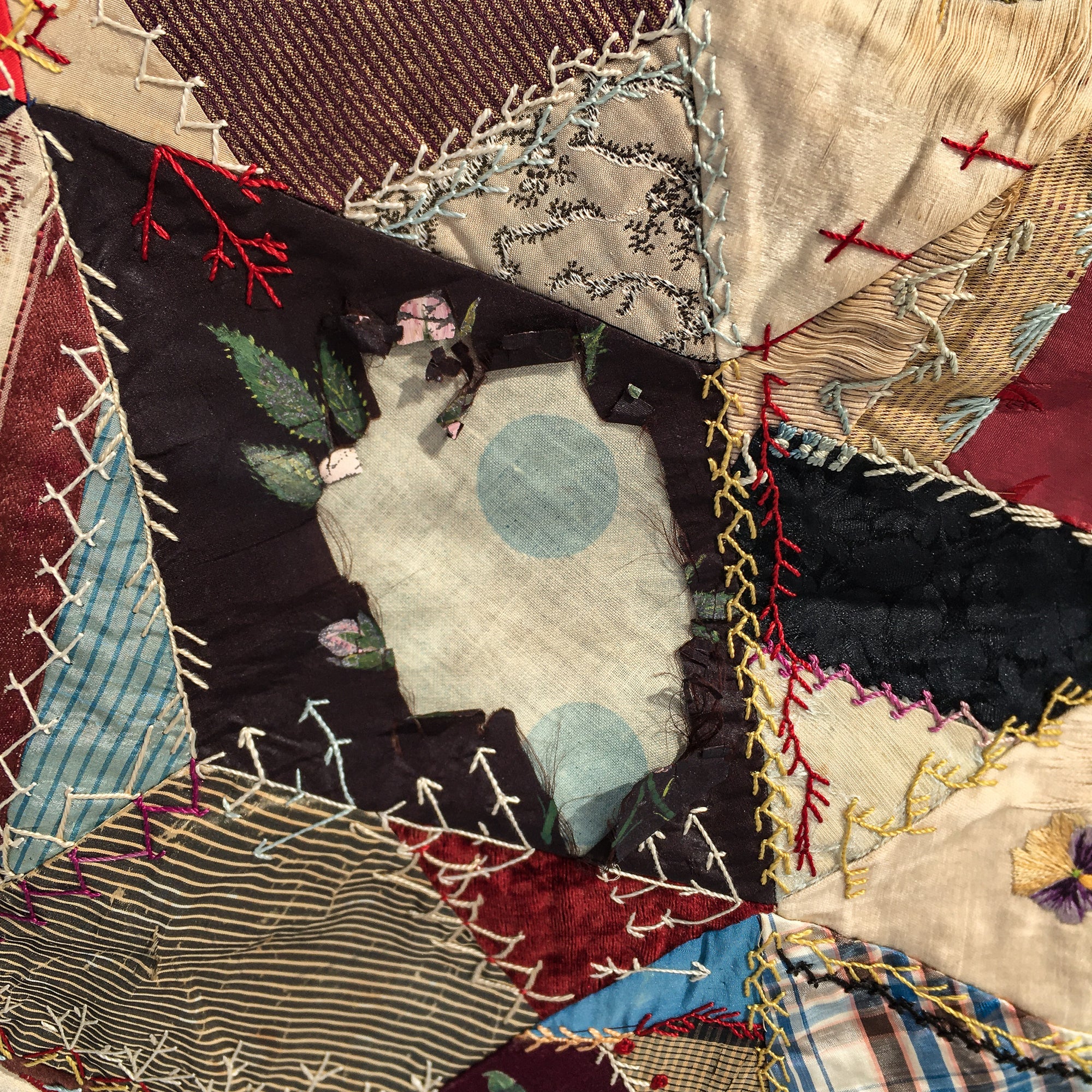 Antique Crazy Quilt – Hand-Stitched, Late 19th Century