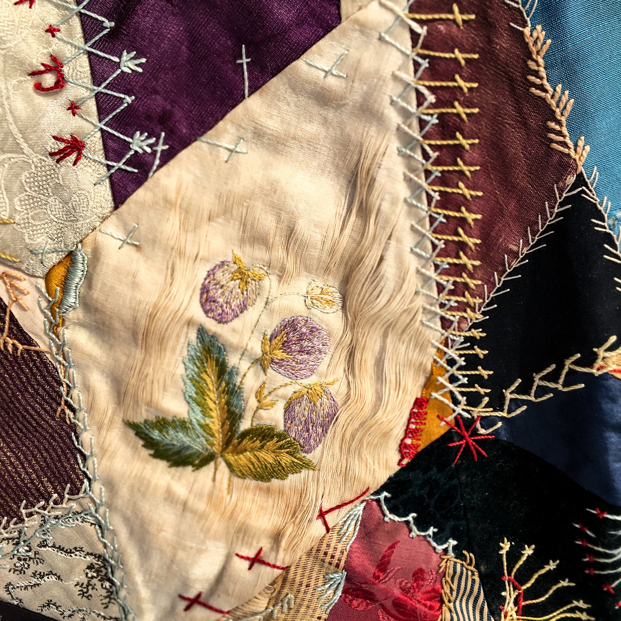 Antique Crazy Quilt – Hand-Stitched, Late 19th Century