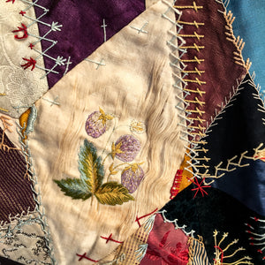 Antique Crazy Quilt – Hand-Stitched, Late 19th Century