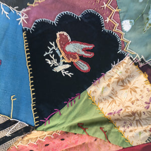 Antique Crazy Quilt – Hand-Stitched, Late 19th Century
