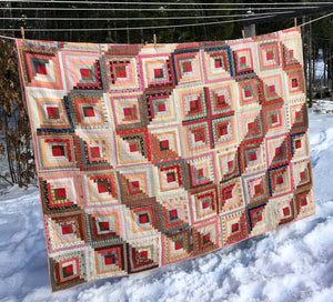 Antique Log Cabin Quilt – Hand-Stitched, Early 20th Century