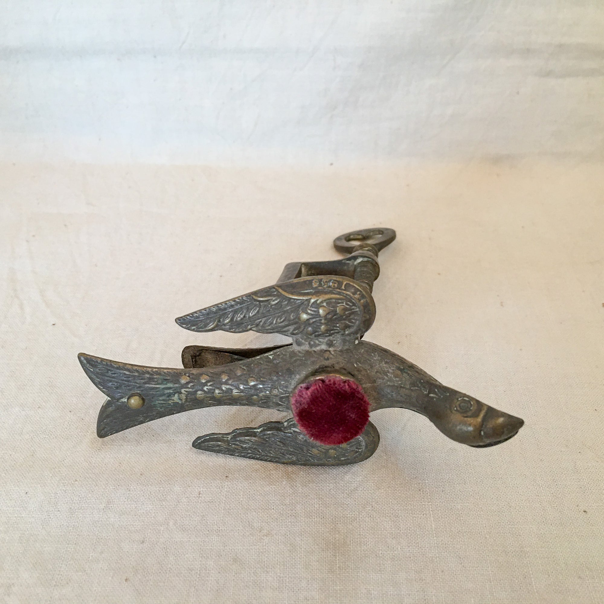Victorian Sewing Bird Clamp with Original Pin Cushion