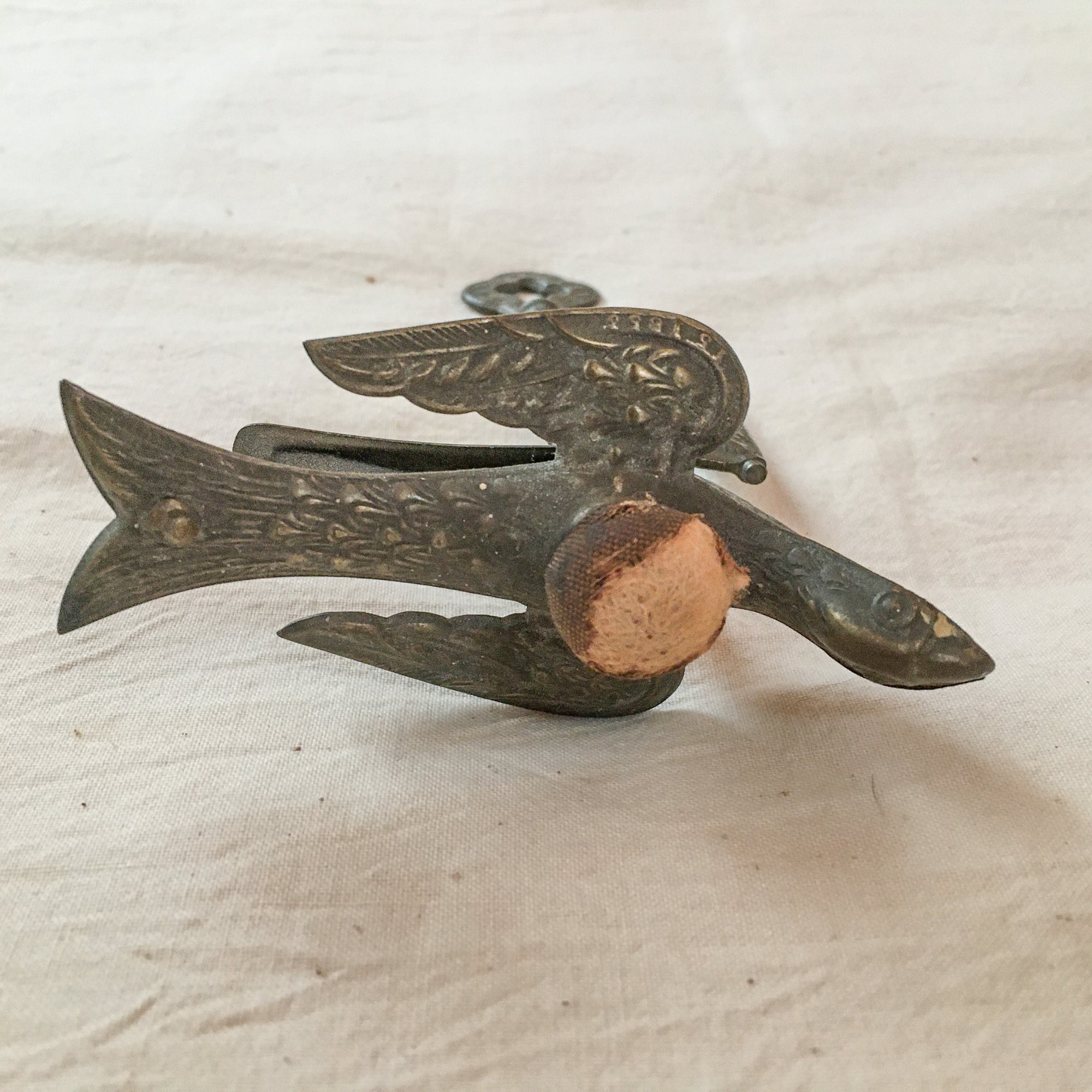 Victorian Sewing Bird Clamp with Original Pin Cushion
