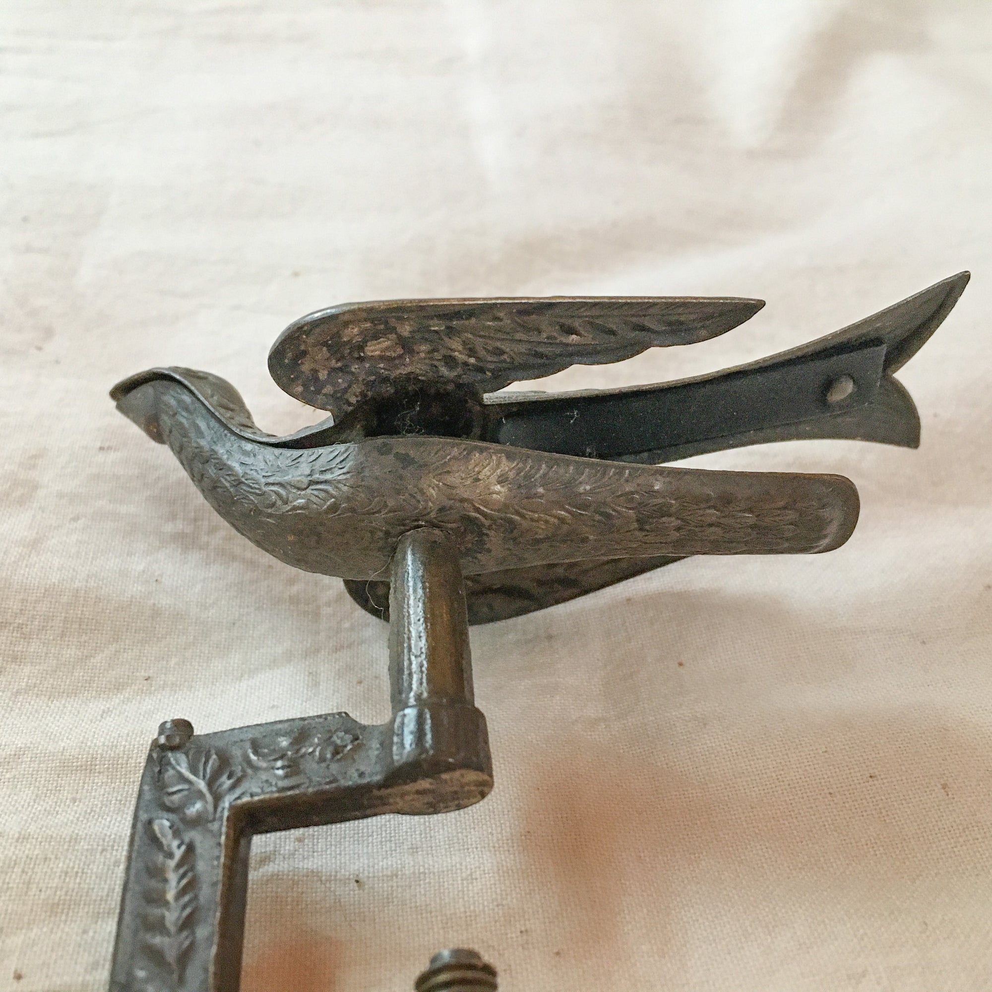 Victorian Sewing Bird Clamp with Original Pin Cushion