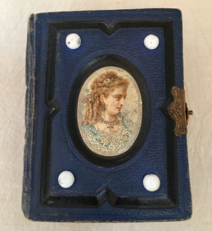 1876 Victorian Blue Leather Photo Album with Clasp