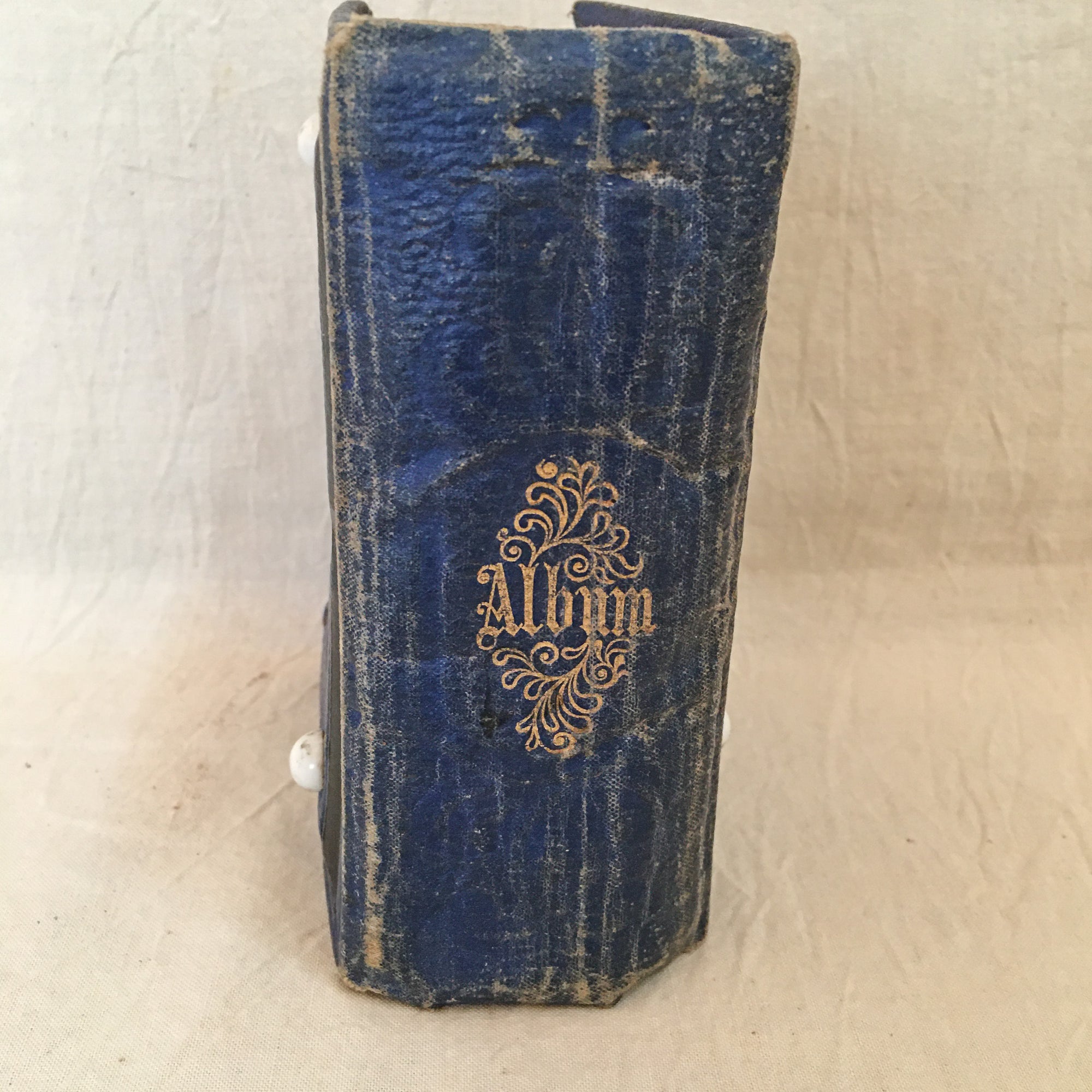 1876 Victorian Blue Leather Photo Album with Clasp