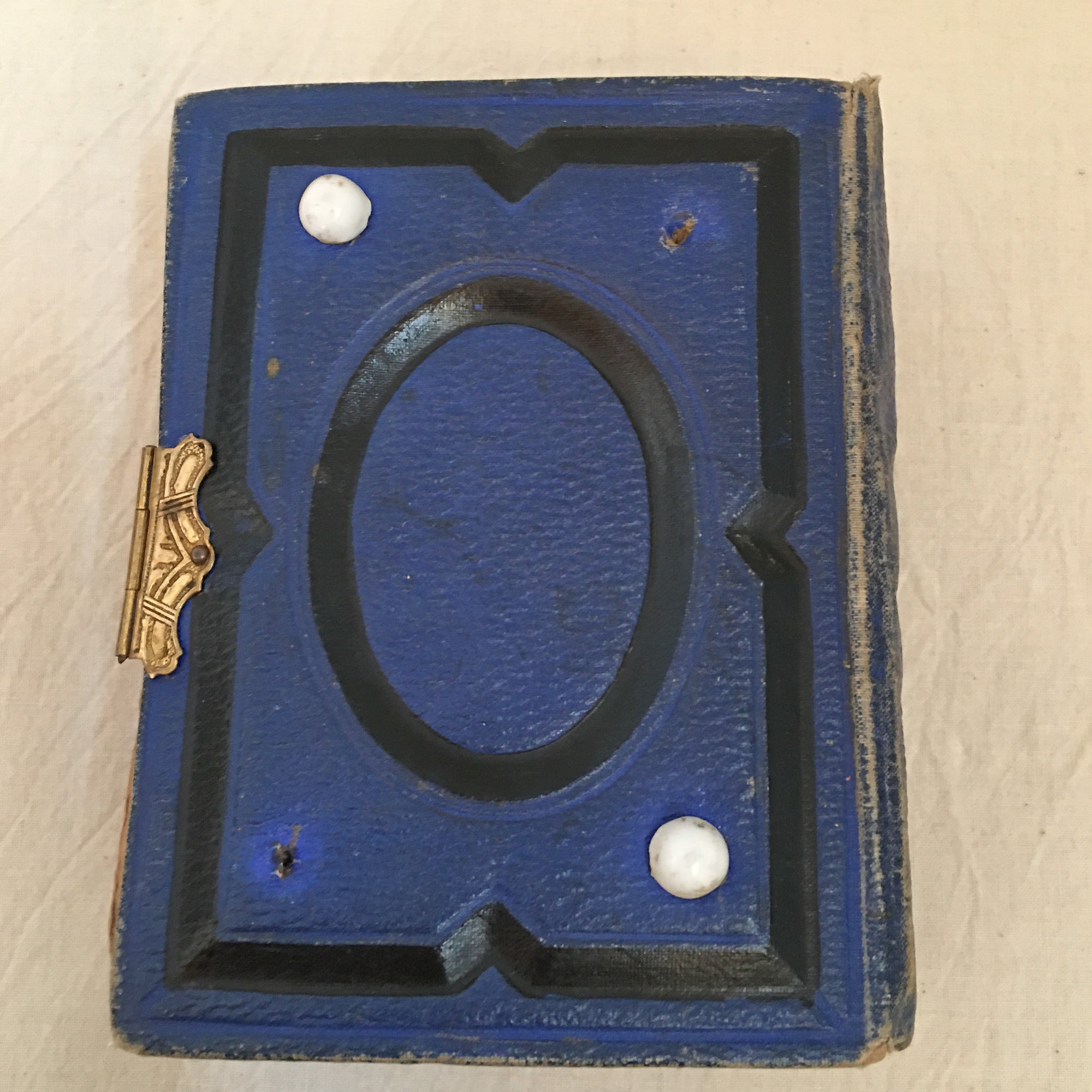 1876 Victorian Blue Leather Photo Album with Clasp