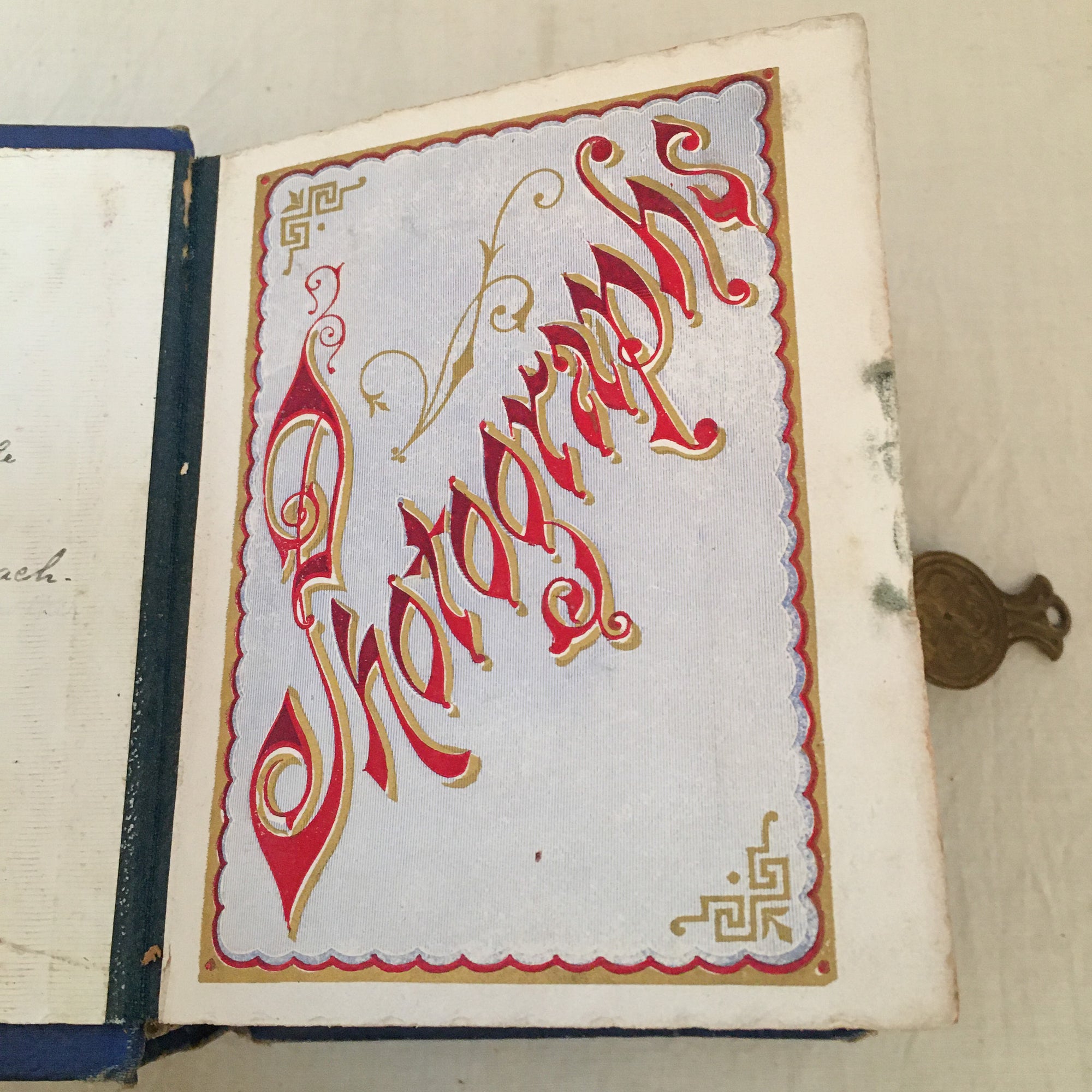 1876 Victorian Blue Leather Photo Album with Clasp