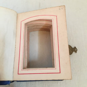 1876 Victorian Blue Leather Photo Album with Clasp