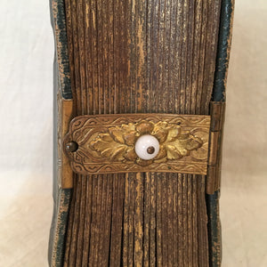 19th-Century Victorian Green & Black Leather Photo Album with Clasp