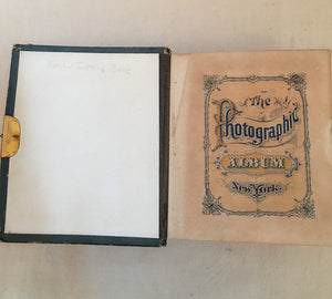 19th-Century Victorian Green & Black Leather Photo Album with Clasp