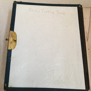 19th-Century Victorian Green & Black Leather Photo Album with Clasp