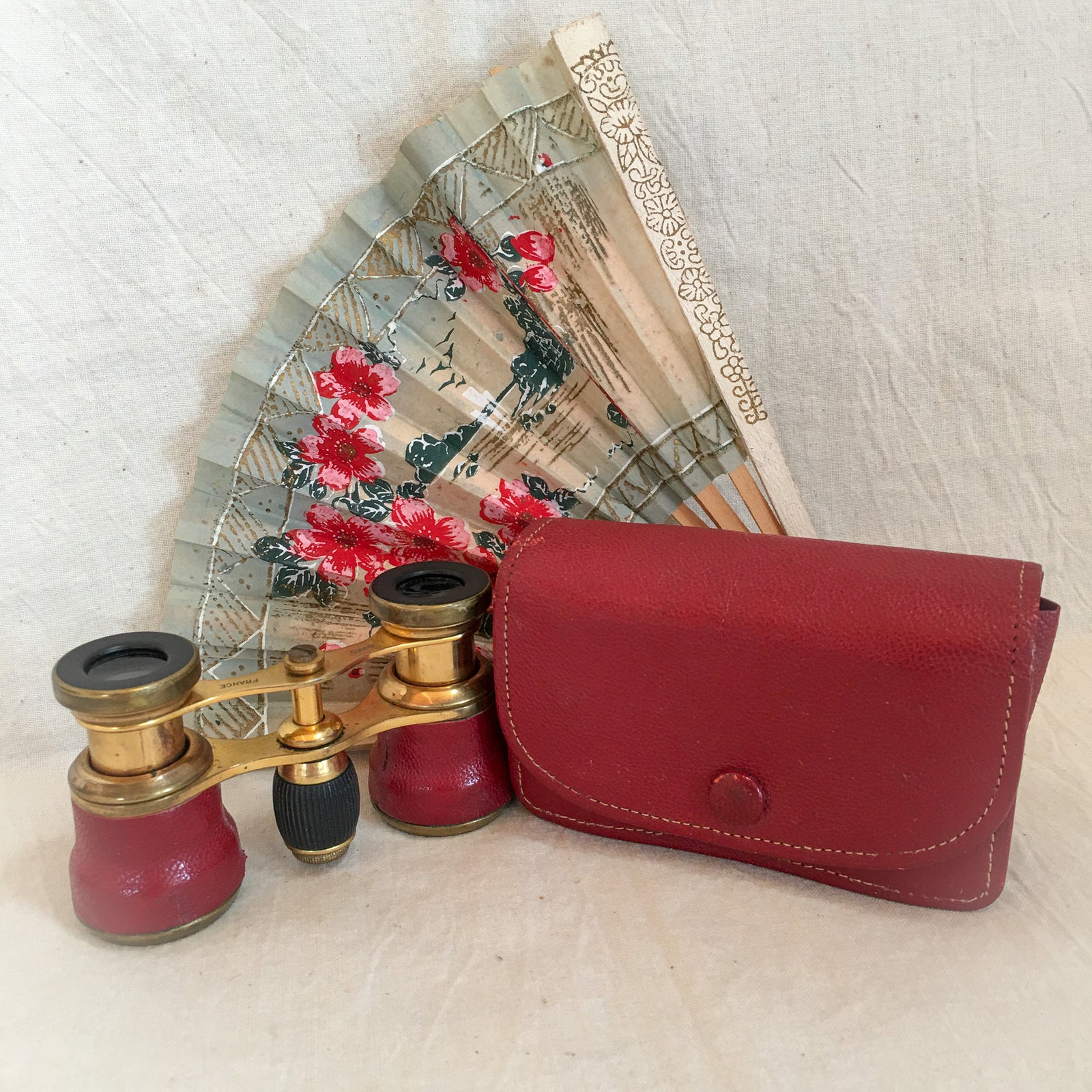 Early 20th Century Birks French Opera Glasses with Leather Case