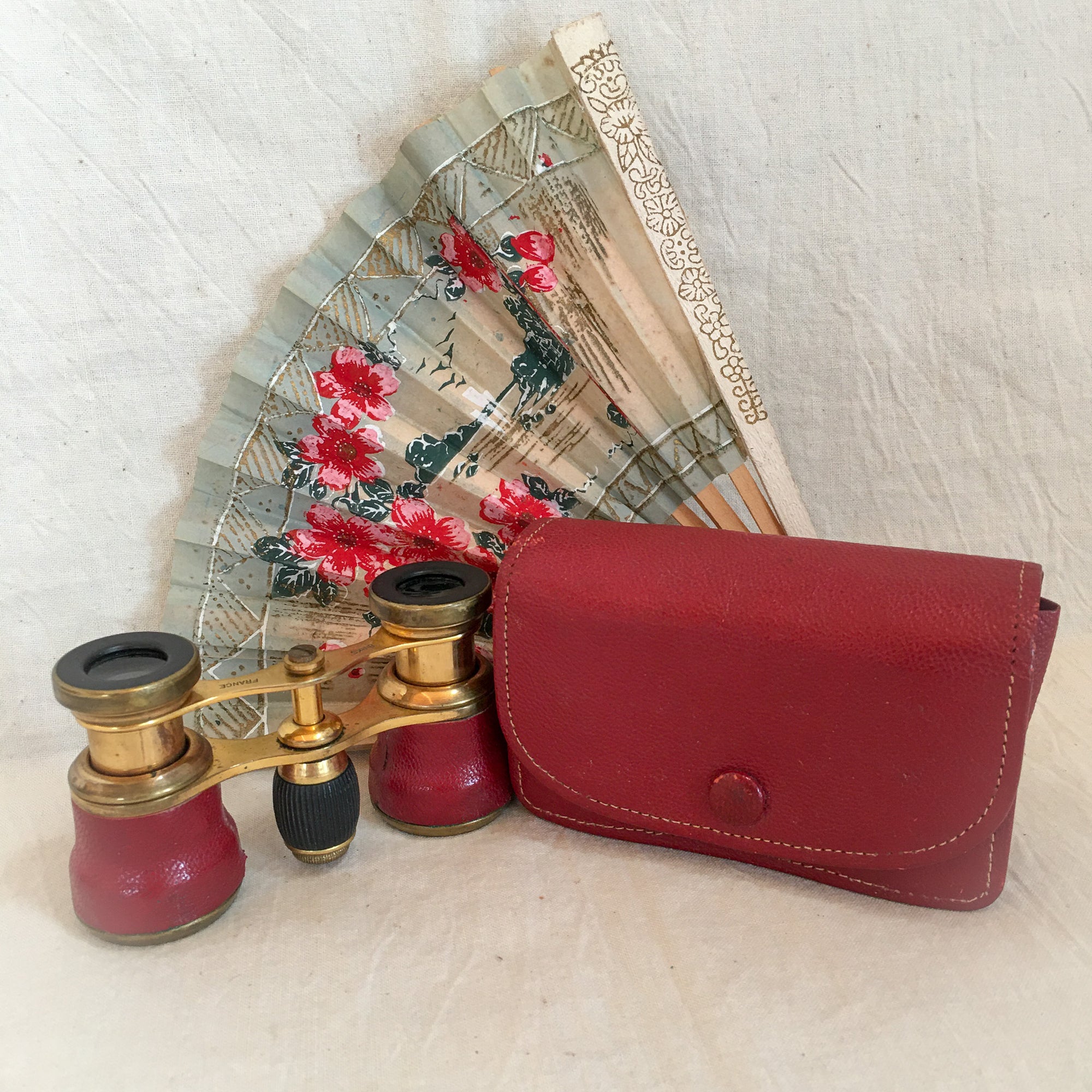 Early 20th Century Birks French Opera Glasses with Leather Case