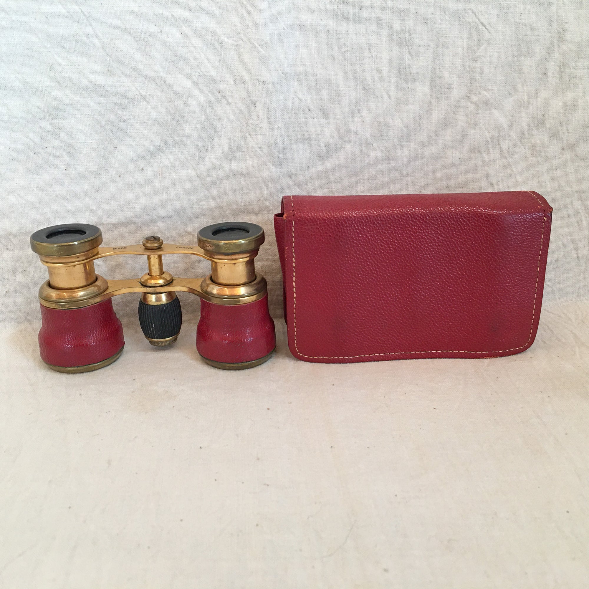Early 20th Century Birks French Opera Glasses with Leather Case