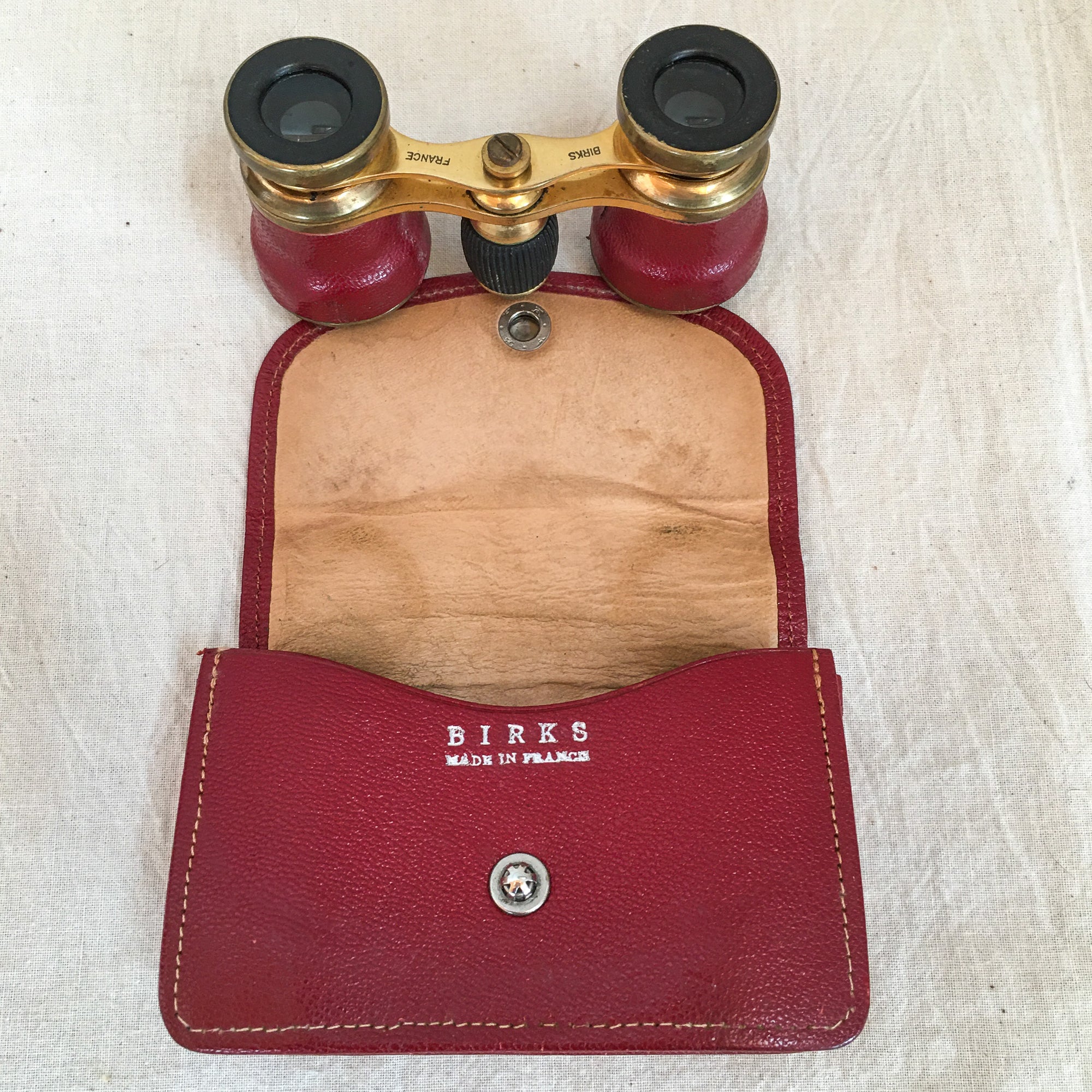 Early 20th Century Birks French Opera Glasses with Leather Case